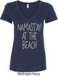 Yoga Namastay at the Beach Ladies V-Neck Shirt