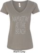 Yoga Namastay at the Beach Ladies V-Neck Shirt