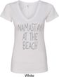 Yoga Namastay at the Beach Ladies V-Neck Shirt