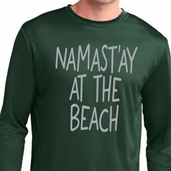 Yoga Namastay at the Beach Mens Dry Wicking Long Sleeve Shirt Yoga Namastay at the Beach Mens Dry Wicking Long Sleeve Shirt