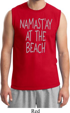 Yoga Namastay at the Beach Mens Muscle Shirt