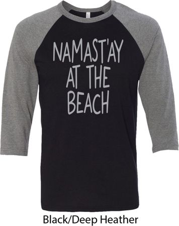 Yoga Namastay at the Beach Mens Raglan Shirt