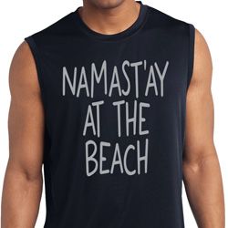 Yoga Namastay at the Beach Mens Sleeveless Moisture Wicking Shirt Yoga Namastay at the Beach Mens Sleeveless Moisture Wicking Shirt