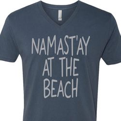 Yoga Namastay at the Beach Mens V-Neck Shirt Yoga Namastay at the Beach Mens V-Neck Shirt