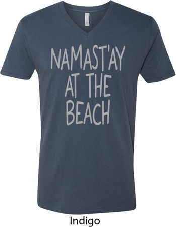 Yoga Namastay at the Beach Mens V-Neck Shirt