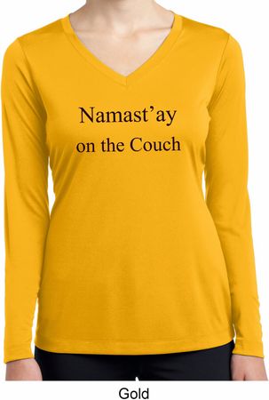 Yoga Namastay Home on the Couch Ladies Moisture Wicking Long Sleeve