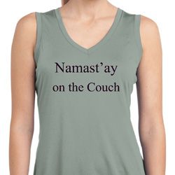 Yoga Namastay Home on the Couch Ladies Sleeveless Dry Wicking Shirt Yoga Namastay Home on the Couch Ladies Sleeveless Dry Wicking Shirt