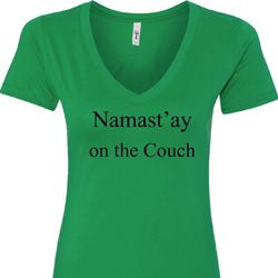 Yoga Namastay Home on the Couch Ladies V-Neck Shirt Yoga Namastay Home on the Couch Ladies V-Neck Shirt