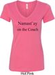 Yoga Namastay Home on the Couch Ladies V-Neck Shirt