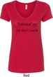 Yoga Namastay Home on the Couch Ladies V-Neck Shirt
