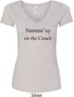 Yoga Namastay Home on the Couch Ladies V-Neck Shirt