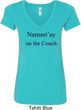 Yoga Namastay Home on the Couch Ladies V-Neck Shirt