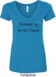 Yoga Namastay Home on the Couch Ladies V-Neck Shirt