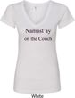 Yoga Namastay Home on the Couch Ladies V-Neck Shirt