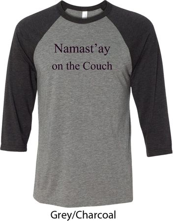 Yoga Namastay Home on the Couch Mens Raglan Shirt