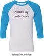 Yoga Namastay Home on the Couch Mens Raglan Shirt