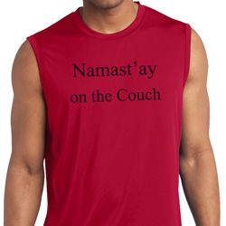 Yoga Namastay Home on the Couch Mens Sleeveless Moisture Wicking Shirt Yoga Namastay Home on the Couch Mens Sleeveless Moisture Wicking Shirt