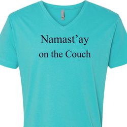 Yoga Namastay Home on the Couch Mens V-Neck Shirt Yoga Namastay Home on the Couch Mens V-Neck Shirt