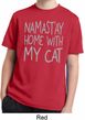 Yoga Namastay Home with My Cat Kids Moisture Wicking Shirt