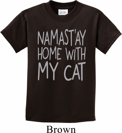 Yoga Namastay Home with My Cat Kids Shirt