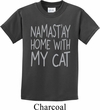 Yoga Namastay Home with My Cat Kids Shirt