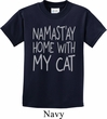 Yoga Namastay Home with My Cat Kids Shirt