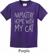 Yoga Namastay Home with My Cat Kids Shirt