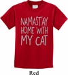 Yoga Namastay Home with My Cat Kids Shirt