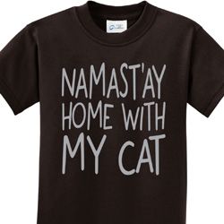 Yoga Namastay Home with My Cat Kids Shirt
