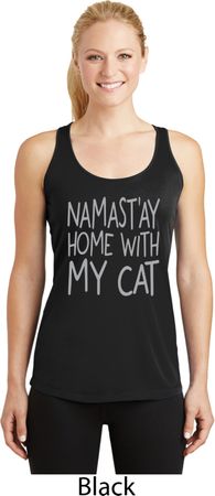 Yoga Namastay Home with My Cat Ladies Dry Wicking Racerback Tank Top