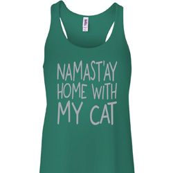 Yoga Namastay Home with My Cat Ladies Flowy Racerback Tanktop