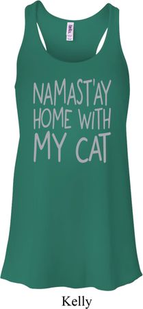Yoga Namastay Home with My Cat Ladies Flowy Racerback Tanktop