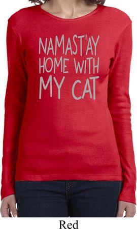 Yoga Namastay Home with My Cat Ladies Long Sleeve Shirt