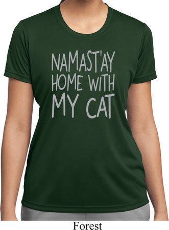Yoga Namastay Home with My Cat Ladies Moisture Wicking Shirt
