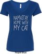 Yoga Namastay Home with My Cat Ladies V-Neck Shirt