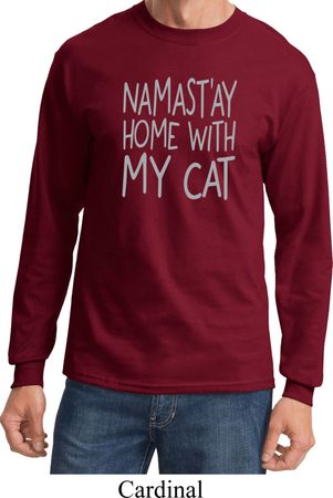 Yoga Namastay Home with My Cat Long Sleeve Shirt