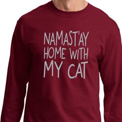 Yoga Namastay Home with My Cat Long Sleeve Shirt