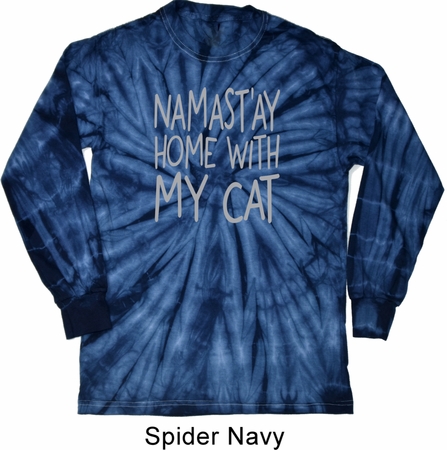 Yoga Namastay Home with My Cat Long Sleeve Tie Dye Shirt