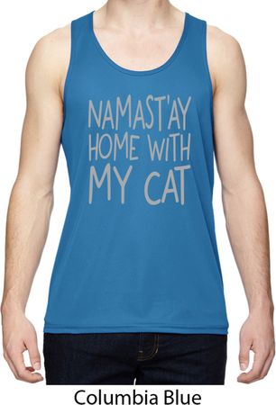 Yoga Namastay Home with My Cat Mens Moisture Wicking Tanktop