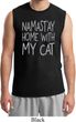 Yoga Namastay Home with My Cat Mens Muscle Shirt