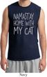Yoga Namastay Home with My Cat Mens Muscle Shirt