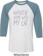 Yoga Namastay Home with My Cat Mens Raglan Shirt