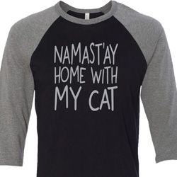 Yoga Namastay Home with My Cat Mens Raglan Shirt