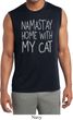 Yoga Namastay Home with My Cat Mens Sleeveless Moisture Wicking Shirt