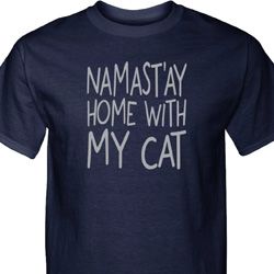 Yoga Namastay Home with My Cat Mens Tall Shirt