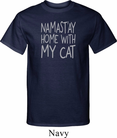 Yoga Namastay Home with My Cat Mens Tall Shirt
