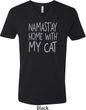 Yoga Namastay Home with My Cat Mens V-Neck Shirt