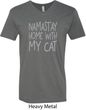 Yoga Namastay Home with My Cat Mens V-Neck Shirt