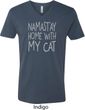 Yoga Namastay Home with My Cat Mens V-Neck Shirt