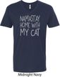 Yoga Namastay Home with My Cat Mens V-Neck Shirt